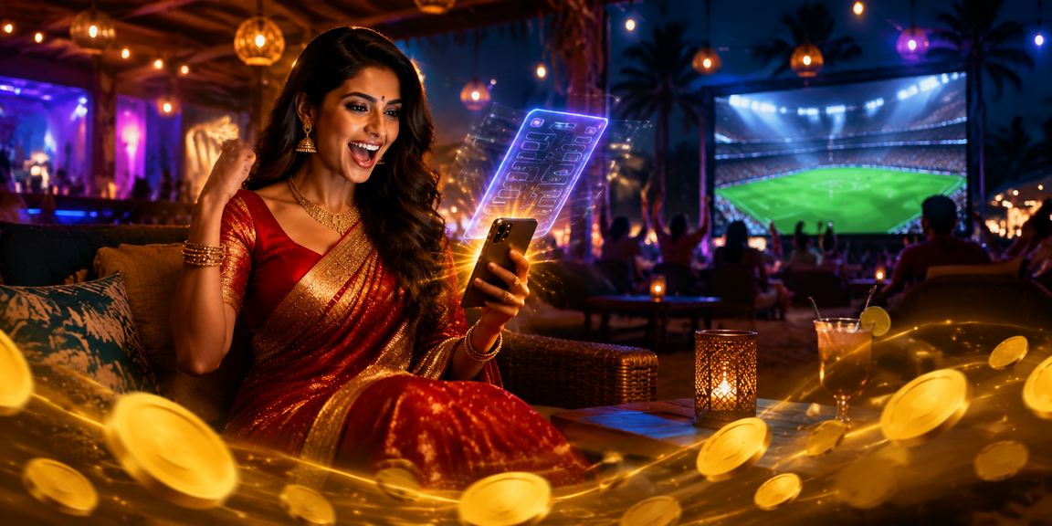 Indian woman enjoying sports betting on mobile app in Goa