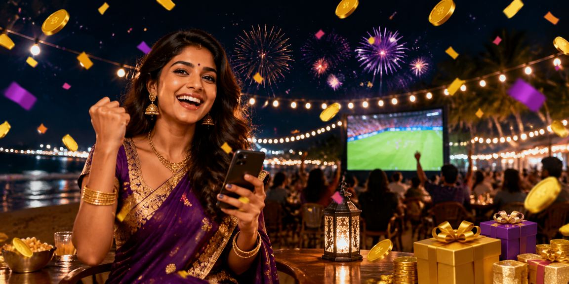 Casino player enjoying sunset view at beach with mobile device